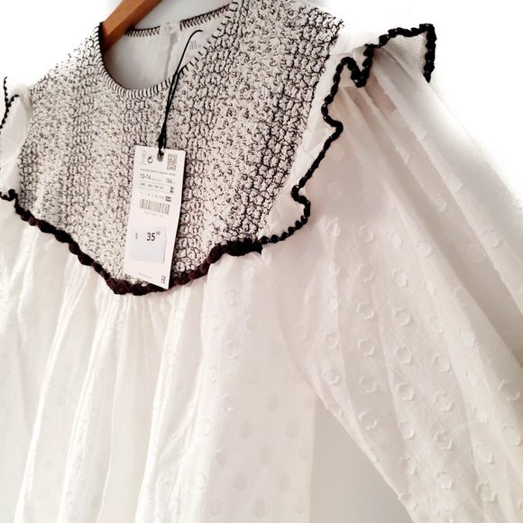 NWT Zara Kids White and Brown Top Size 13-14 - Picture 10 of 12